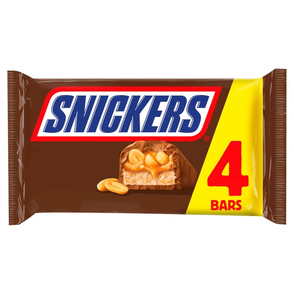 SNICKERS Caramel, Nougat, Peanuts & Milk Chocolate Snack Bars Multipack 4x41.7g